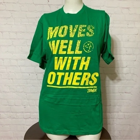 ZUMBA T-Shirt “MOVES WELL WITH OTHERS” customazible 100% cotton Large new - Picture 2 of 5